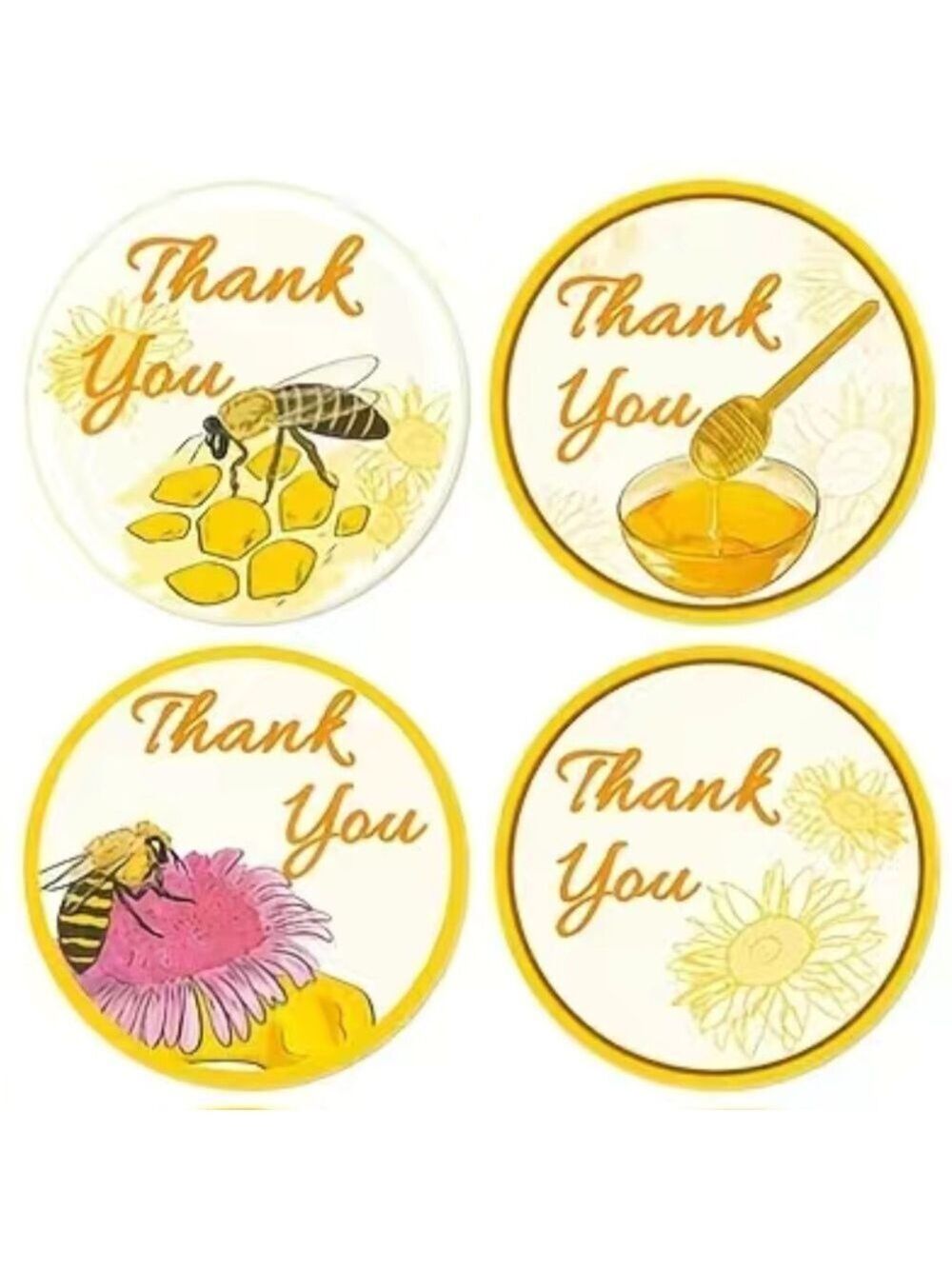 500 Roll Bee Honeycomb Sealing Thank You Sticker 1 inch Round - Picture 2 of 3
